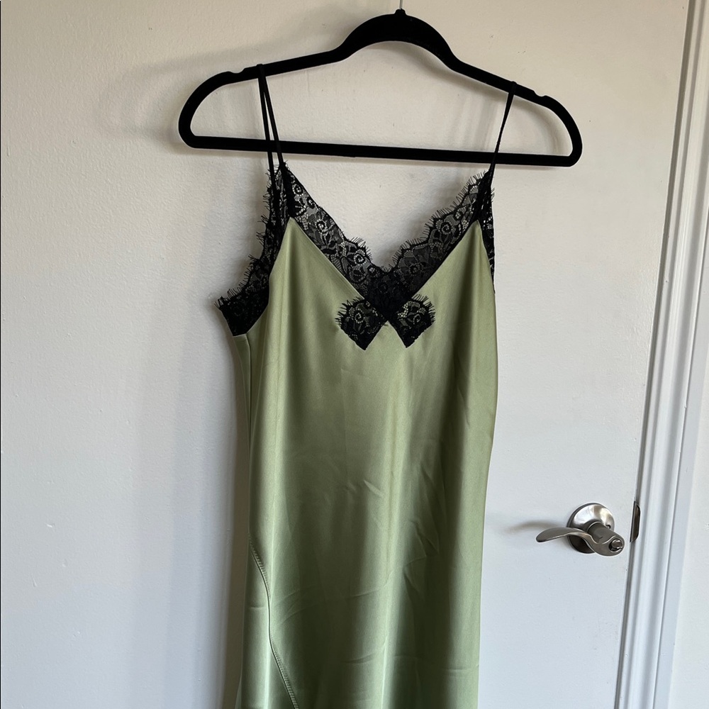 All Saints Sage and Black Lace Chemise - Picture 7 of 10
